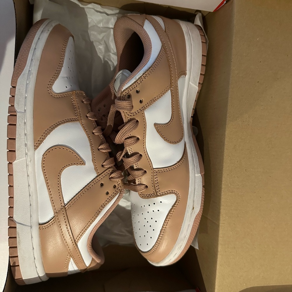 Nike Dunk Low Tan & White Leather Sneakers